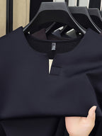 Spring/Autumn New Fashion Slim Fit Men'S Small V-Neck Long Sleeve Sweatshirt Comfortable Skin-Friendly Main Push Style - SINBOS - Navy