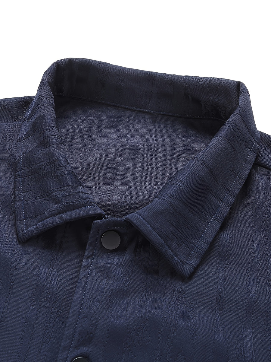 Men's Vintage Lapel Short-Sleeve Shirt, New Summer Trendy Loose Fit Casual Versatile Top Jacket - Blue