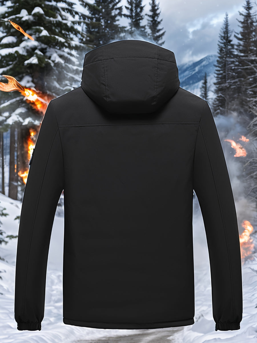 2025 New Heavy Jacket Autumn Winter Thick Warm Direction Very Thick Coat Men'S Fashion Hooded Cold-Proof Jacket Multi-Pocket Outdoor Activity Top in Stock - Black