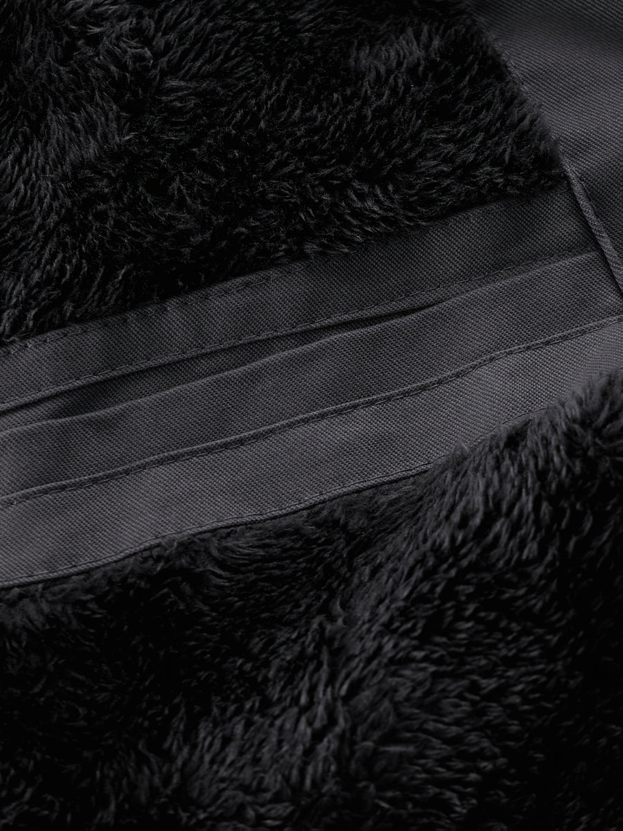 Men'S Heavyweight Winter Jacket Thickened Casual Cargo Detachable Hood Bomber Jacket Stand Collar Zipper Multi-Pockets Warm Coat Thickened Jacket Peacoat - Black