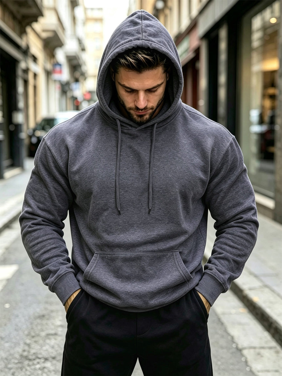 3pcs Men'S Solid Color Hooded Sweatshirt Set, Regular Fit, Drawstring Pullover Top, Fleece Lined, Warm And Comfortable, Elastic Soft, Casual Daily Home Wear, Suitable for Fall Winter Fashion Men'S Outfit - Light Gray + Dark Gray + Brown