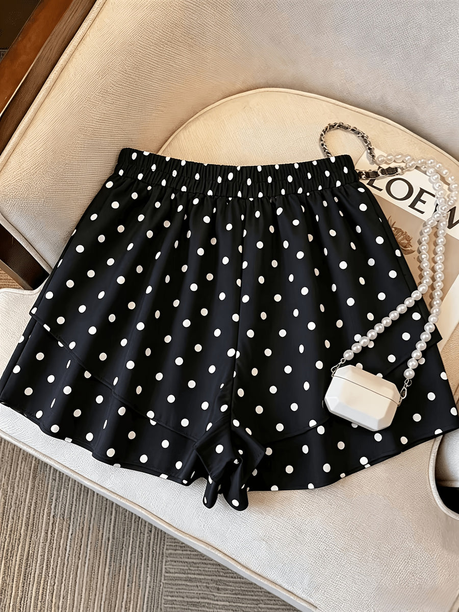 Multi-Layer Ruffled Cake Skirt Pants Women'S Tight High-Waist Loose -Covering Anti-Sheer All-Match Casual Shorts - Black