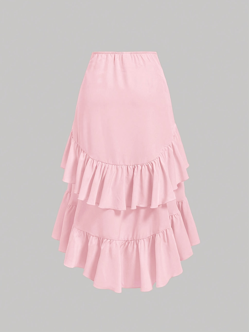 New Fashion Asymmetrical Pleated Hem Design Multi-layered Women's Skirt - Pink Color