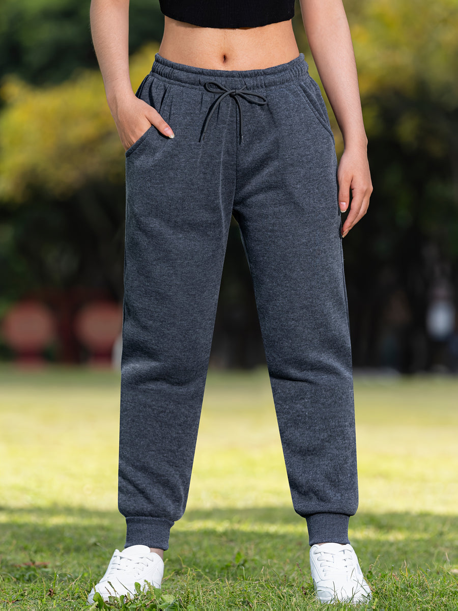 LSYTQRW Unisex Casual Sweatpants, 100% Polyester Knit Fabric, Solid Color, Loose Fit with Drawstring Waist, Long Length, Belted, for Weekend Wear - Fall/Winter Collection - Dark Gray