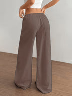 2pcs Set of Women's Elegant Casual Straight-leg Trousers - Black+Coffee
