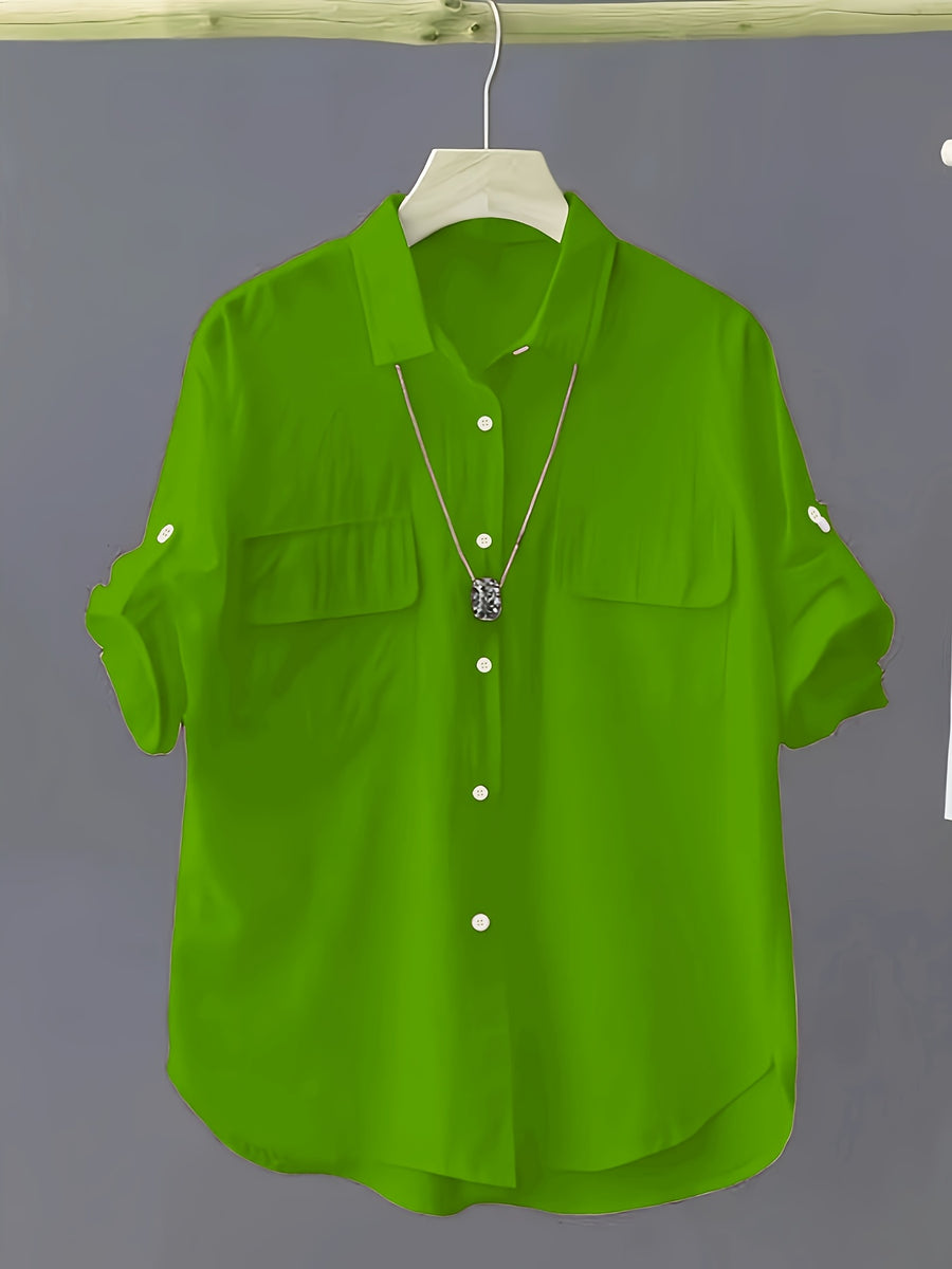 Fashionable Short-Sleeved Shirt - Grass Green