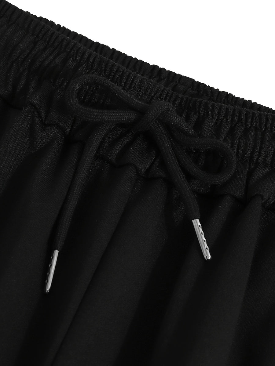 Women'S Sleeveless Hooded Vest And Casual Long Pants Set X3003 - Black