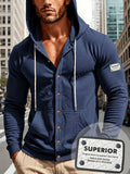 Men'S Casual Fashion Solid Color Long Sleeve All-Match Sweatshirt - Navy Color