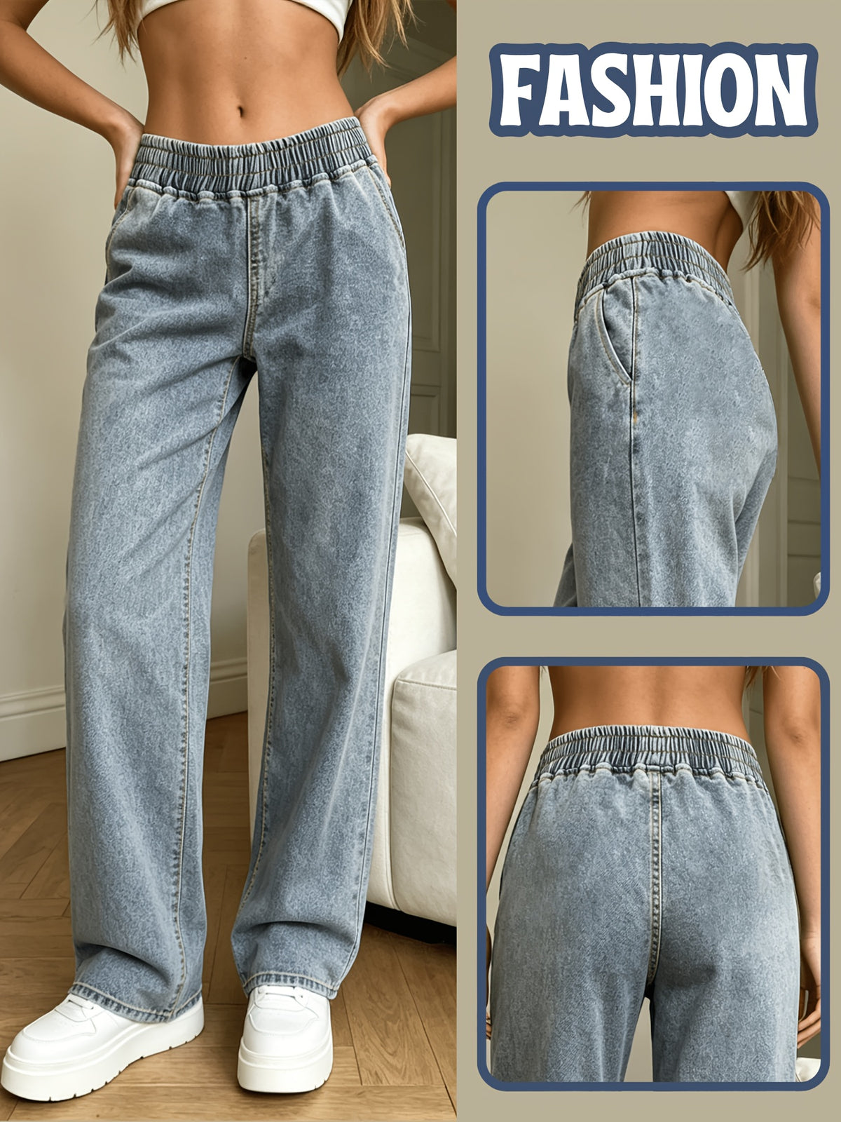 Women'S Elastic And Versatile Fashion Jeans, Easy And Comfortable Stretched-Waist Casual Trousers, Suitable for All Seasons, Ideal for Dates, Weekend Leisure, Gatherings And Shopping, Etc., Elegant And Form-Fitting Trousers for Daily Use - Bright Steel Blue