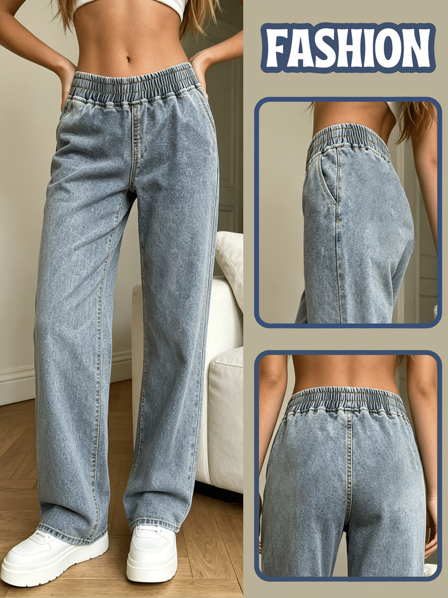 Women'S Elastic And Versatile Fashion Jeans, Easy And Comfortable Stretched-Waist Casual Trousers, Suitable for All Seasons, Ideal for Dates, Weekend Leisure, Gatherings And Shopping, Etc., Elegant And Form-Fitting Trousers for Daily Use - Bright Steel Blue