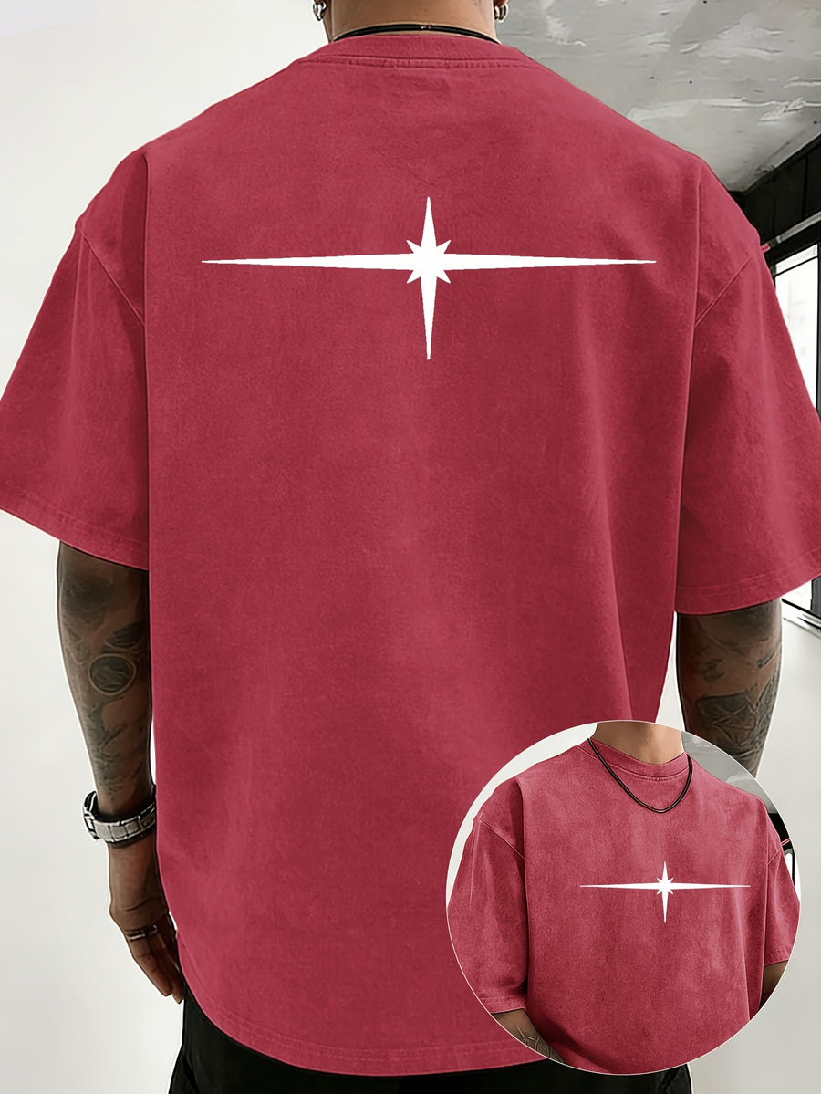 Unisex Vintage Distressed Positioning Print Pure Cotton Short-Sleeve T-Shirt, Breathable, Skin-Friendly, Comfortable, and Non-Stuffy. Suitable for Outdoor Leisure, Sports, and Daily Versatile Wear. Eye-Catching and Flattering on Everyone - Red