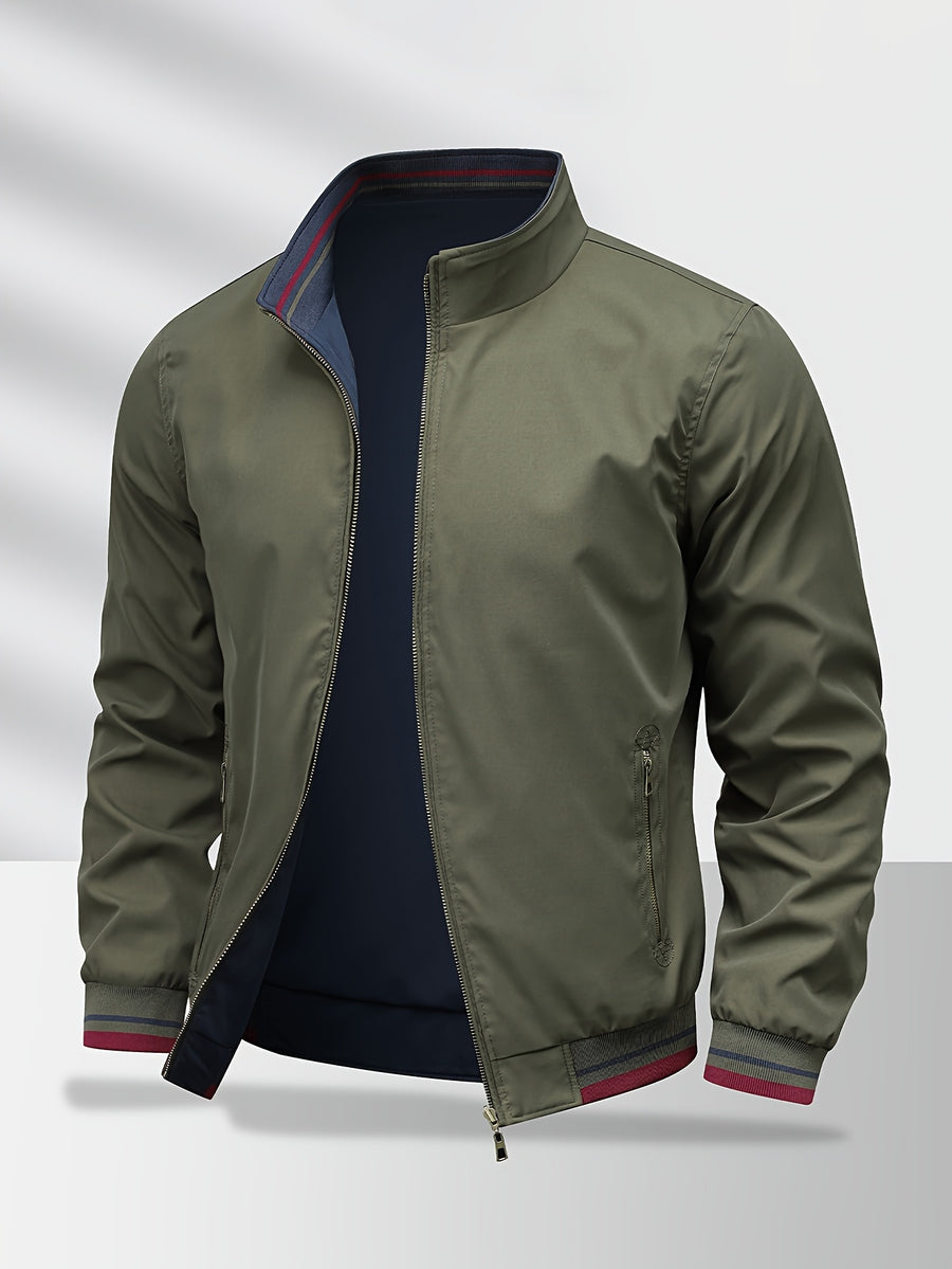 Men'S Jacket, Business Commute Biker Casual Flight Jacket, Casual Sports All-Match Jacket, Perfect Gift for Halloween, Christmas, And Valentine'S Day, Ideal Present - Green