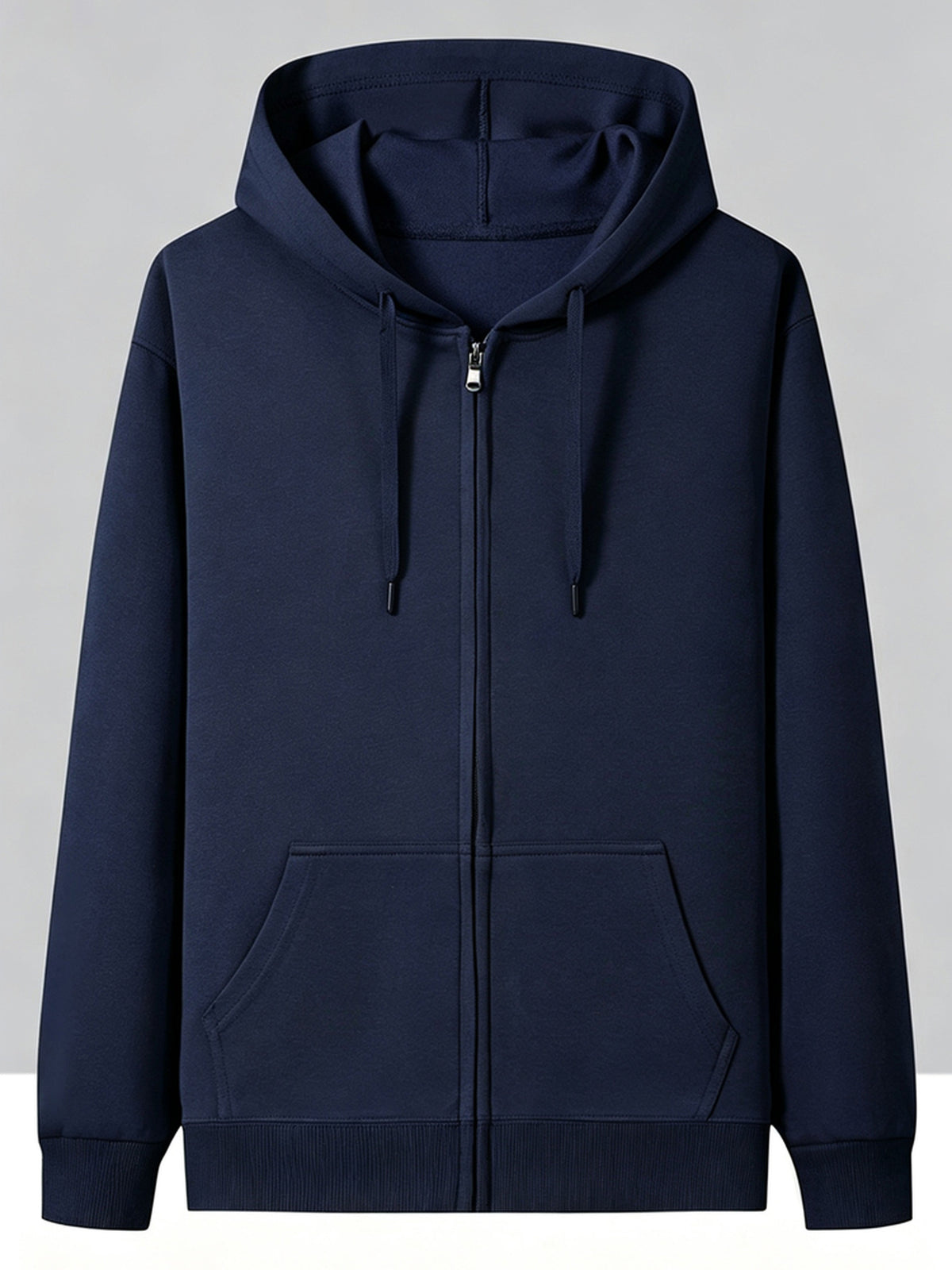 New Men'S Hoodie, Spring Autumn Fashion Casual Top Jacket, Hooded Zipper Athletic Glossy Sweatshirt - Navy Color
