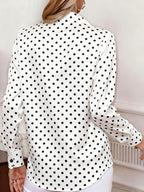 Ladies' Spring/Autumn Elegant Versatile Polka Dot Blouse - White