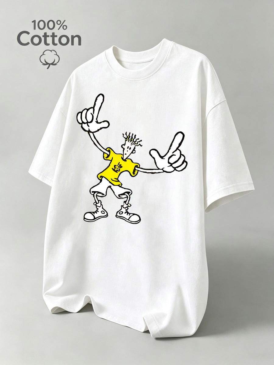 Men's OCISOS Fido Dido Short-Sleeve Shirt - Pure  Moisture-Wicking Breathable Round Neck Tee with Fido Dido Print, Suitable for Casual Streetwear, Gym, Outdoor Sports & Casual Attire, Machine Washable for & Young Men - White