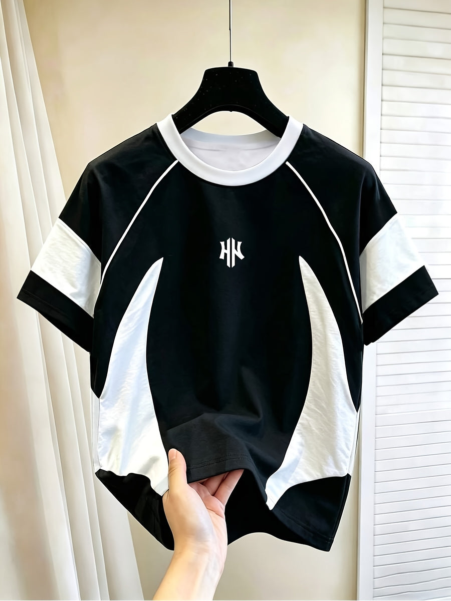 [Printed Design – Not Textured] Men's Summer Casual Color Block Patchwork T-shirt - Mixed colors
