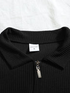 Men'S Print Autumn Striped Casual Sports Outdoor Comfortable Long-Sleeve Polo Shirt - Black
