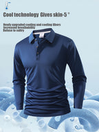 Spring And Autumn Explosive Value Three-Piece POLO Collar Long-Sleeved Top for Men, Stylish, Easy And Versatile, Solid Color Design, Multi-Color Optional Sports And Casual, Soft And Comfortable, Jumper, 220G/Square Meter Fabric Weight - Red+Green+Navy Blue