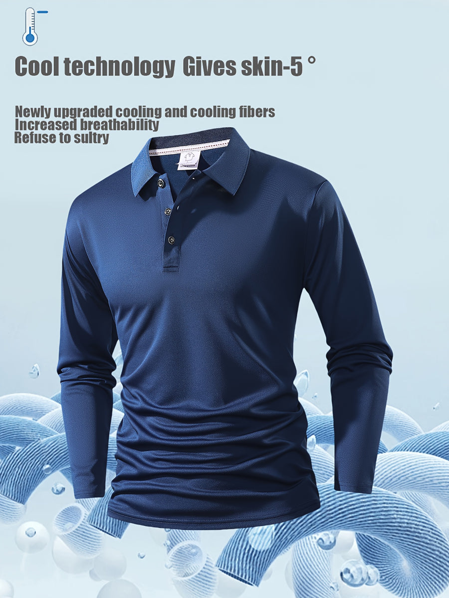 Spring And Autumn Explosive Value Three-Piece POLO Collar Long-Sleeved Top for Men, Stylish, Easy And Versatile, Solid Color Design, Multi-Color Optional Sports And Casual, Soft And Comfortable, Jumper, 220G/Square Meter Fabric Weight - Red+Green+Navy Blue