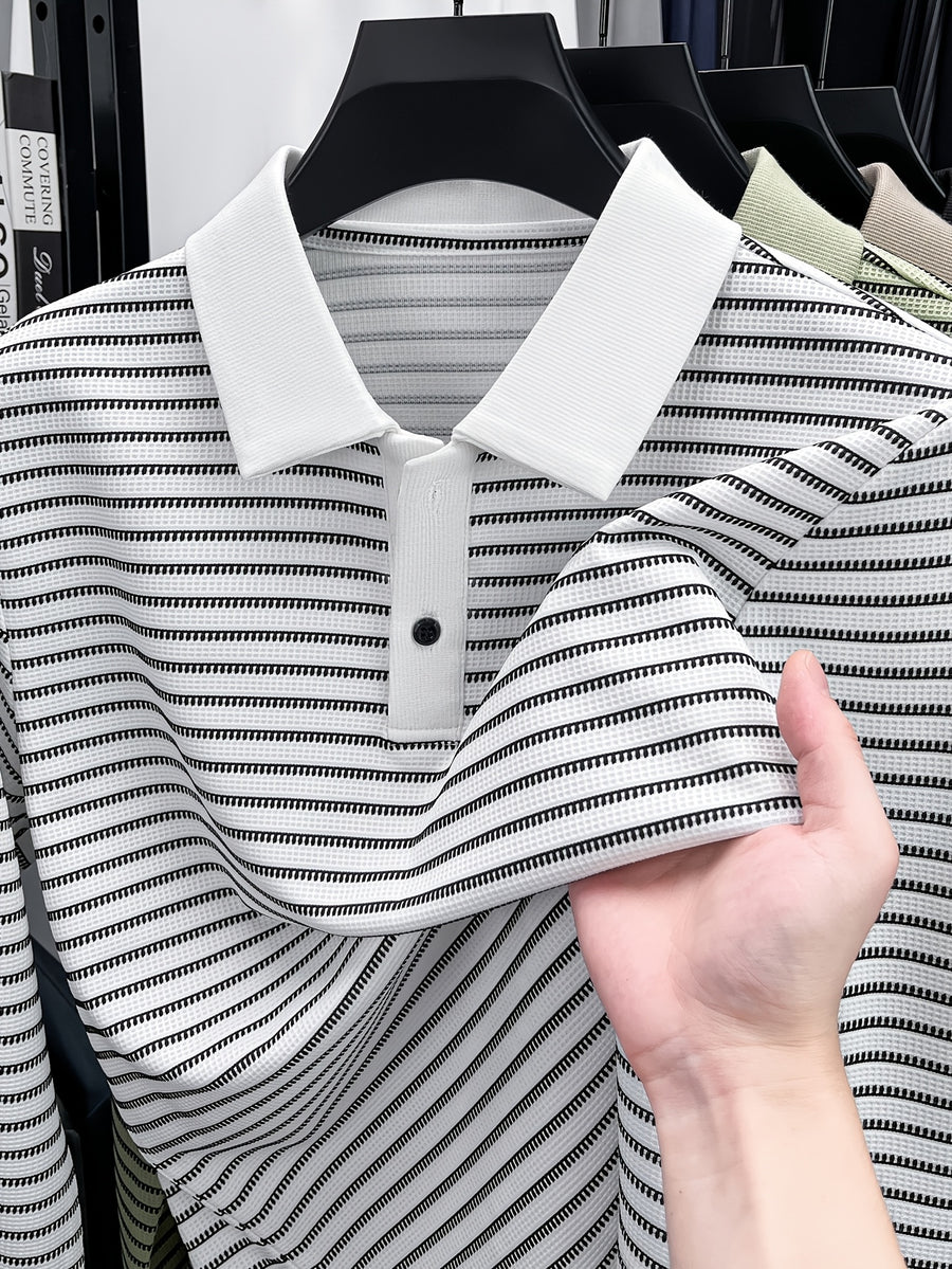 Men'S New Versatile Long-Sleeve Fashion Polo Shirt - White