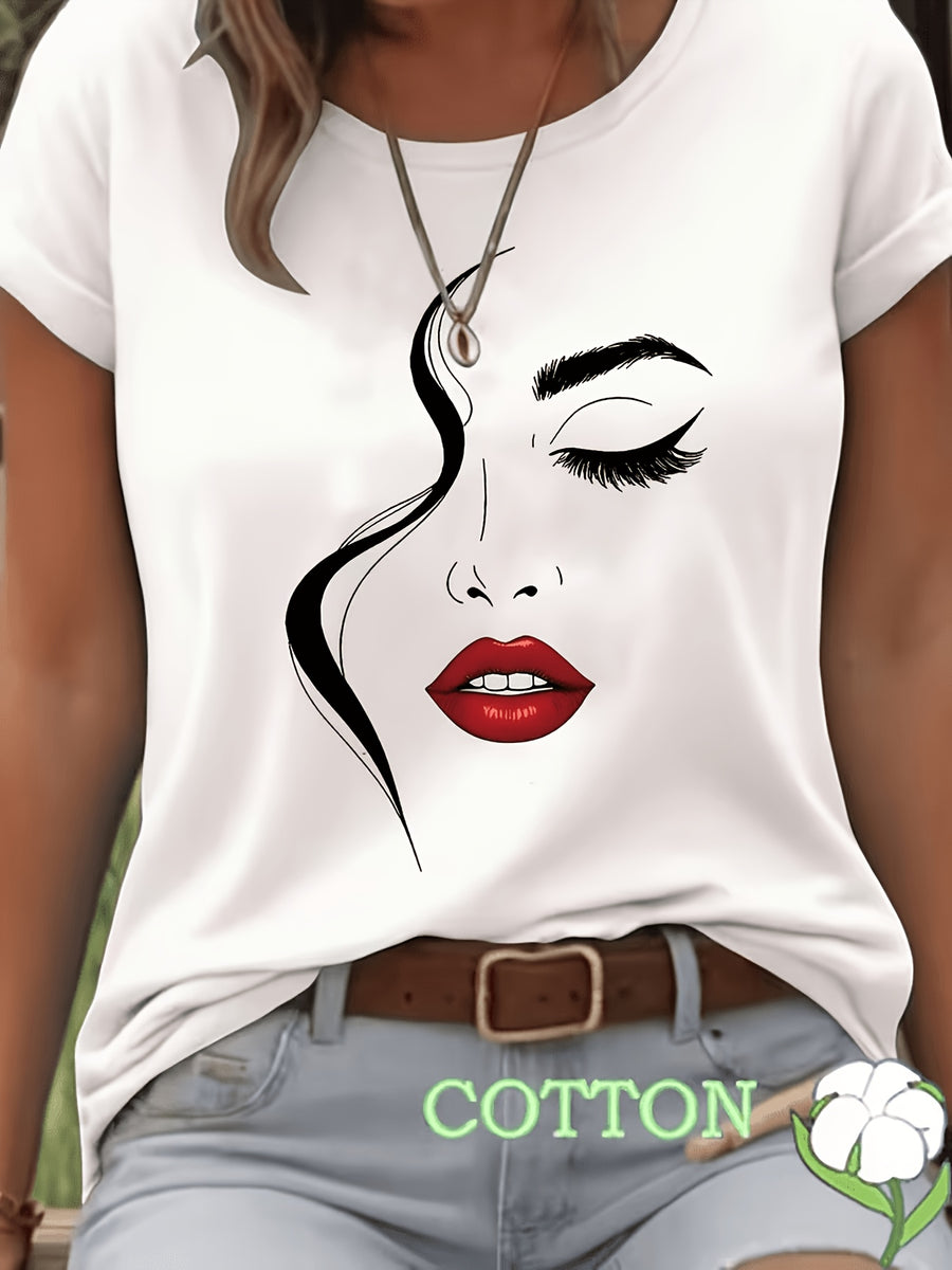Women'S Blended T-Shirt – Classic Fit, Soft And Breathable, Casual Wear, Timeless Round Neck Design, Versatile for Various Outfits, Stretchy And Comfortable, Machine Washable - White