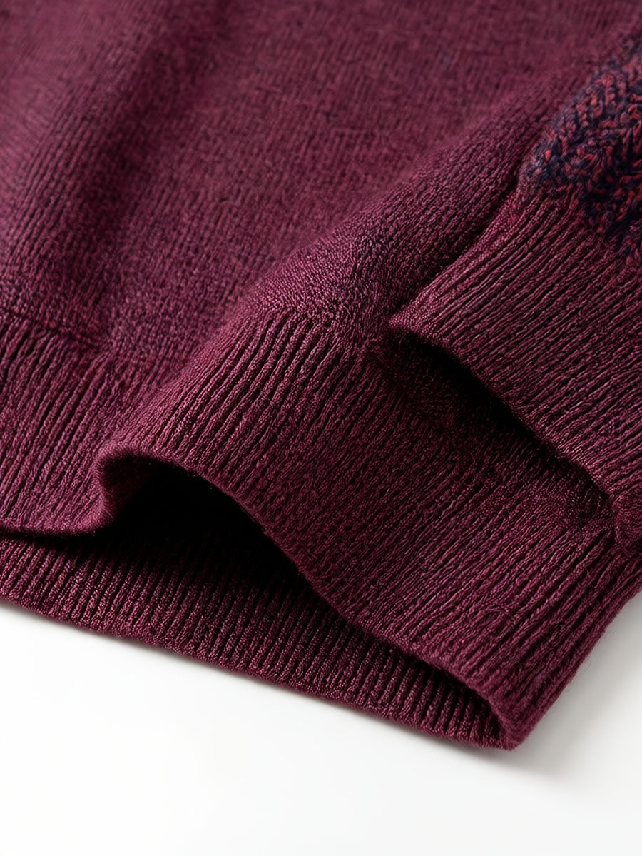 Men'S Shirt Collar Knit Polo, Exquisite Metallic Letter Embroidery on Forearm, Understated Luxury Detail, Enhancing Single Item Quality, Reducing Clumsy Full-Area Prints - SINBOS - Burgundy