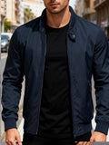 American Vintage Flight Style Stand Collar Casual Jacket - Navy Color