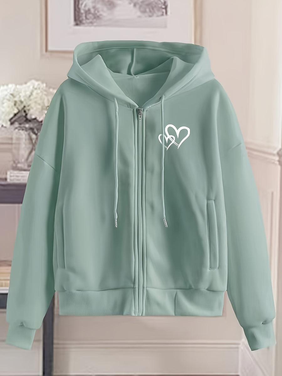 Women'S Fashion Zip Hoodie - Light Green