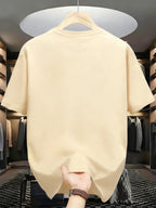 Men's New 100% Cotton T-Shirt with MINIMAL Print, Comfortable, Soft, and Breathable for Summer Casual Daily Wear - Apricot