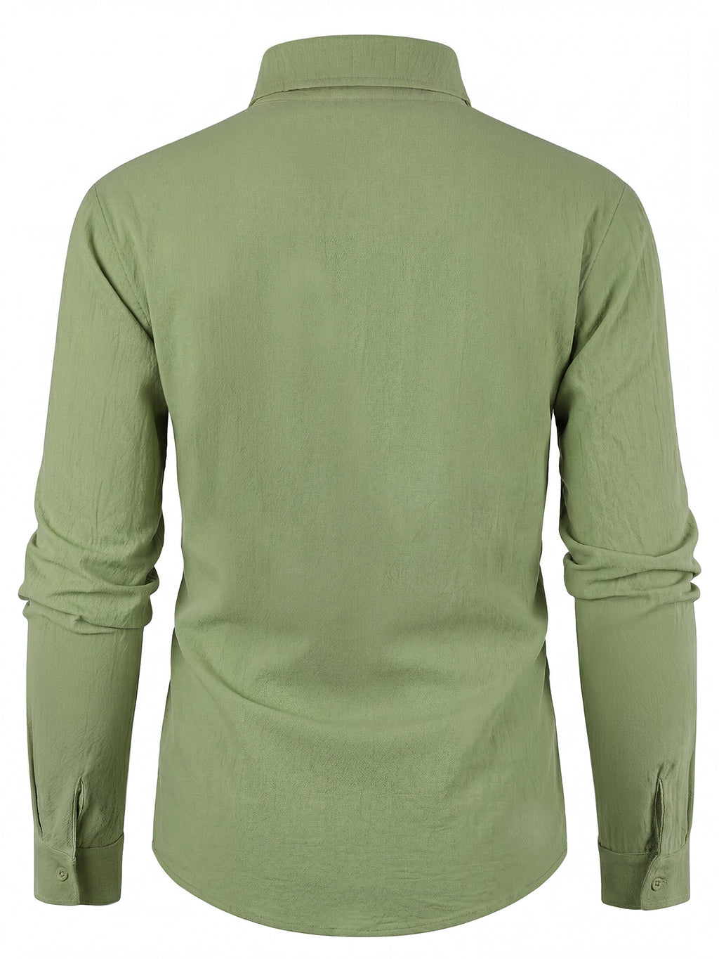Spring/Autumn New Men's Linen Long-Sleeve Shirt with Lapel and Button-Up Design, Audacious Italic English Print, Casual, Comfortable, and Versatile Men's Top, Men's Cardigan for Daily Commuting, Vacations, and Outings, New Season - Green