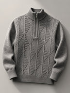 Men's Autumn/Winter Half-Turtleneck Zipper Sweater, Business Casual Pullover Base Layer Top - Grey