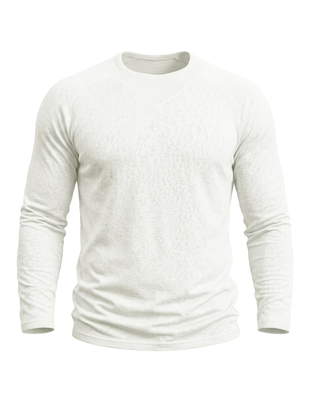 Cross-Border Men's Long-Sleeve Cotton-Linen Crew Neck T-Shirt, European and American Men's Autumn/Winter Pullover Base Layer Top - White