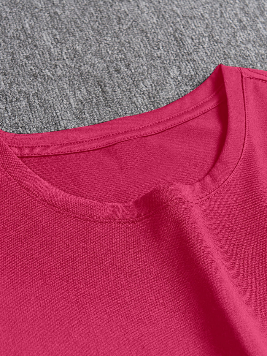 Women'S Disney-Themed T-Shirt Set Featuring a Casual Round Neck And Short Sleeves with a Winnie The Pooh Print, Perfect for Everyday Wear Or As a Gift. Ideal for Daily Outfits, Trendy Casual Wear - Rose Red