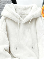 Item No.: WY260615083 Women's Autumn/Winter Loose Fit Hooded Sweatshirt, Soft and Warm Faux Hoodie, Suitable for Daily Work, Commuting, Dating, and Home Wear - White
