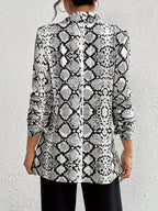 Women's Casual Snakeskin Pattern Lapel Blazer - Mixed colors