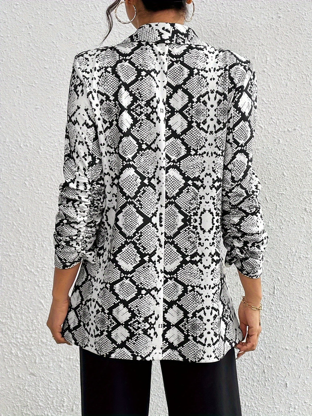 Women's Casual Snakeskin Pattern Lapel Blazer - Mixed colors