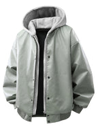 Men's Autumn/Winter 2-in-1 Look Hooded Baseball Jacket - Bean Green