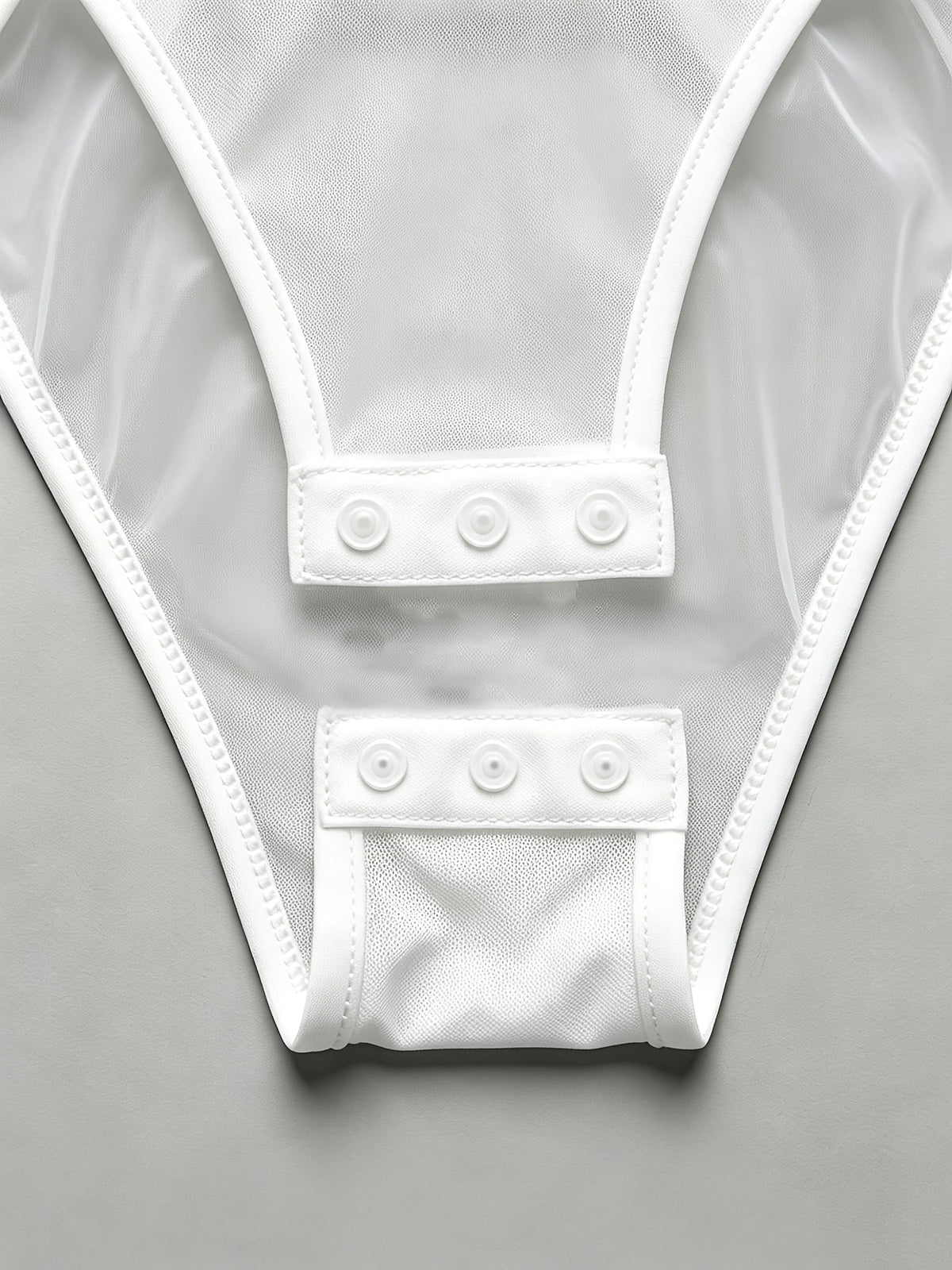 Women's Sexy Net-sheer Long-sleeved 1pc Dress, Women's Fitted Round-neck Undergarment That Can Be Worn as a Close-fitting Outerwear Over a Fitted 1pc Top. - White