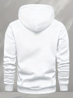 New Arrival: Men'S Hooded Sweatshirt with Geometric Print And Wrinkle-Resistant Fabric - Perfect for Casual Outings And Active Days! - White