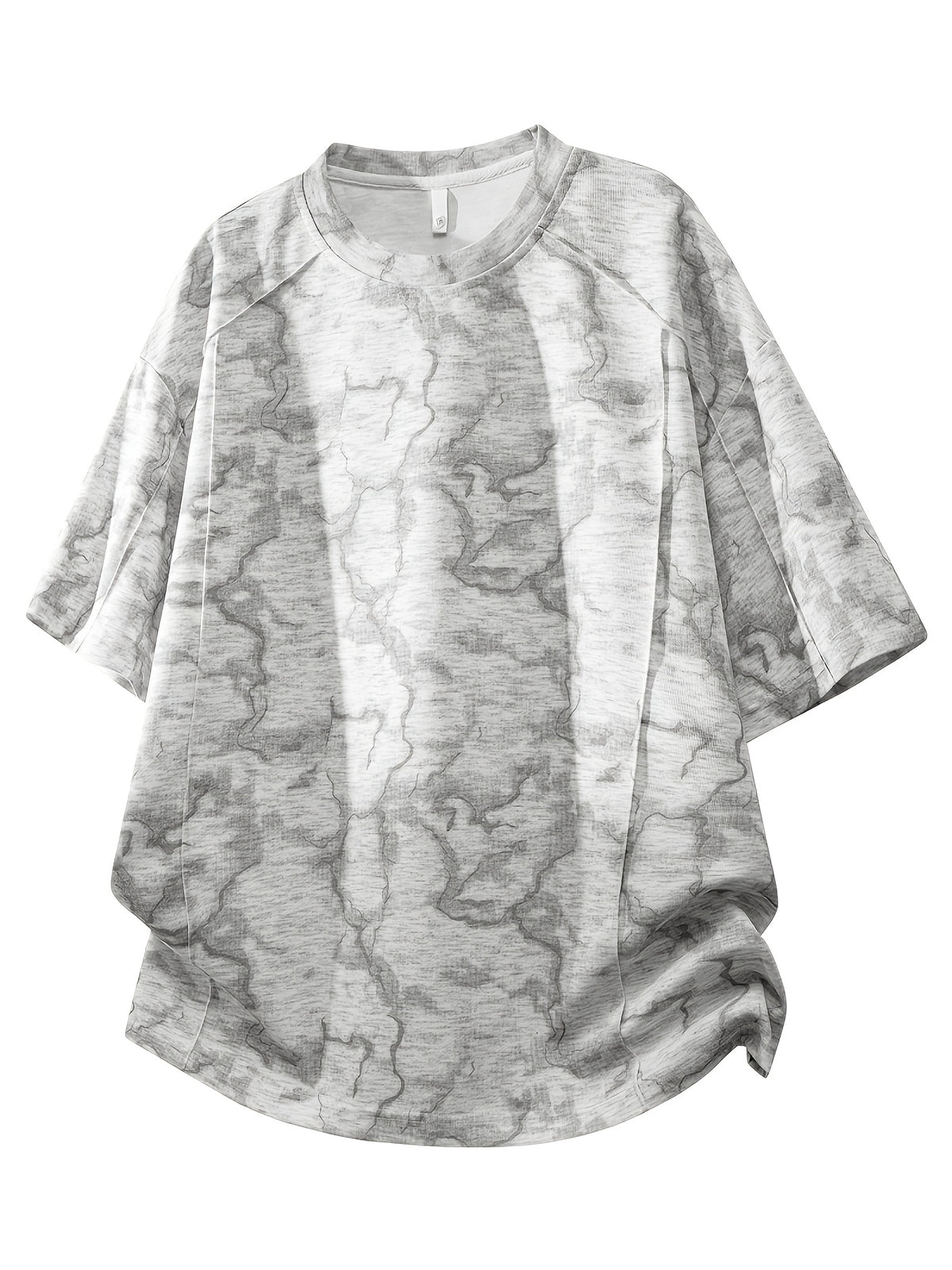 2pcs New Summer Men's Trendy Loose-Fit Streetwear Brand Student Short-Sleeve T-Shirt Top, Round Neck Short Sleeves - Light Gray Apricot