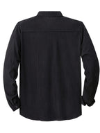 Men's Corduroy Button- Shirt Jacket with Chest Patch Pockets, Long Sleeves, Autumn/winter Casual Outerwear - Black