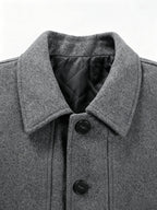 POPDOM Men's Wool Jacket, Autumn/winter Warm Windproof Thickened Design, with Decorative Flap Pockets on Both Sides, a Lapel Tweed Coat, Suitable for Business, Casual, and Party Occasions, a Very Mature and Steady Outerwear Piece - Grey