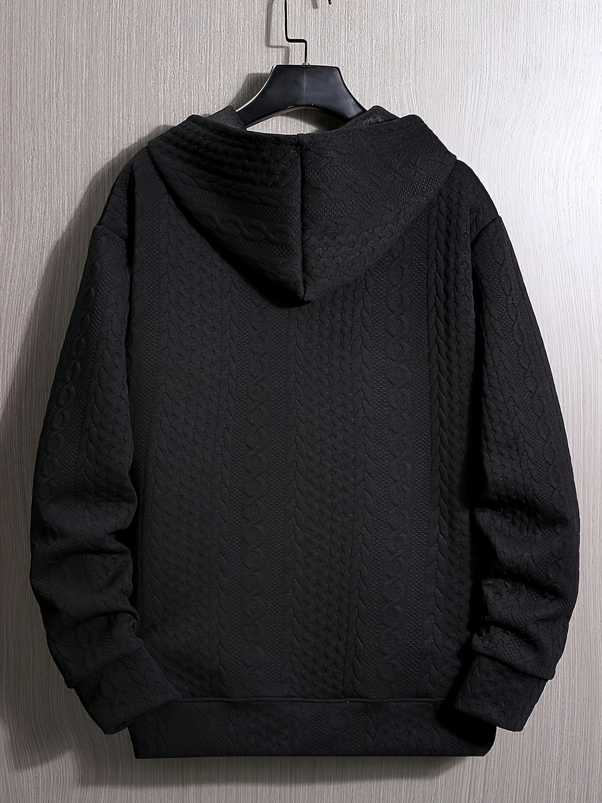 New Spring And Autumn Men'S Long-Sleeved Hoodie Fitness Wear Muscle Men Sports Outdoor Wear Three-Dimensional Jacquard Outside to Wear a Shirt Bottom Hat Shirt Men'S Wear - Black
