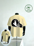 New Summer Style Men's Casual Sportswear with Rabbit Hand Shadow Print, Pure Cotton Short Sleeve, Moisture-Wicking and Sweat-Absorbing, Comfortable for Casual Streetwear and Outdoor Sports & Fitness - Apricot