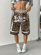 Y2K Women'S Casual Leopard Print Drawstring Shorts - Multicolor