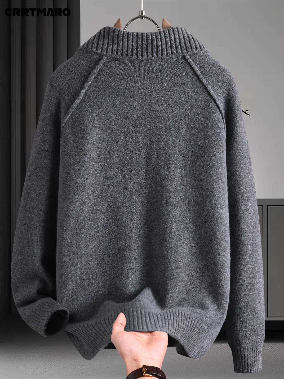 Men'S Pullover Sweater, Warm Long Sleeve Casual Top for Fall And Winter - Black