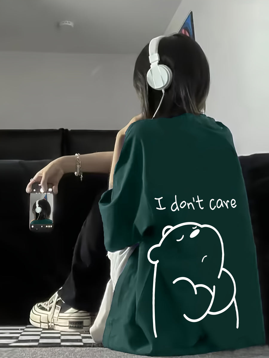 Women's Short-Sleeve T-Shirt, Summer Designer Cartoon Print Short-Sleeve T-Shirt, Pure Short-Sleeve T-Shirt Top, Base Layer Top #3333 - Dark Green