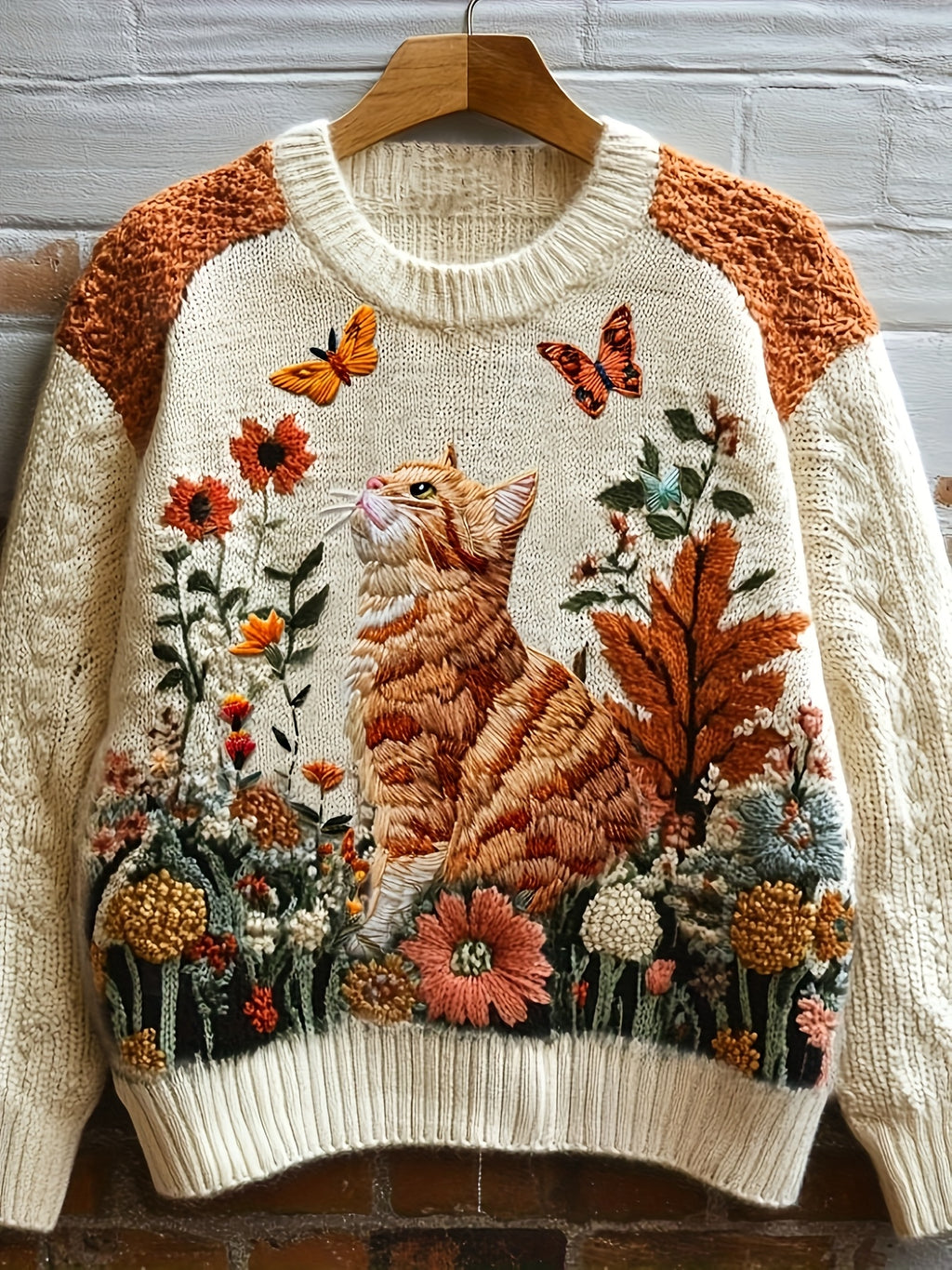 Women's Printed Pullover Sweater - Autumn and Winter - Multicolor