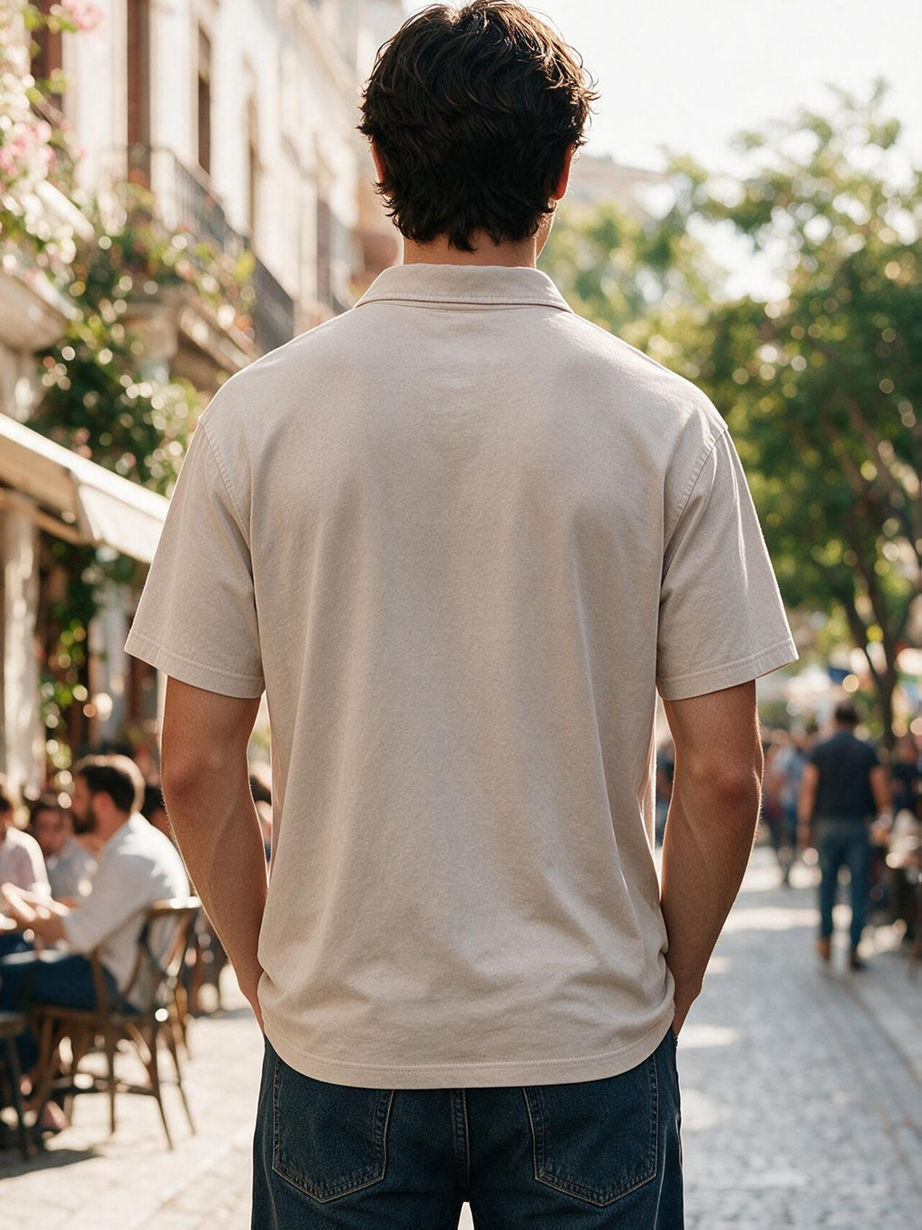 240G Heavyweight Combed Pure Men'S POLO Shirt Easy Retro Washed Loose Lapel Short Sleeve Skin-Friendly Temperament Autumn Summer Daily Commute Casual Top - Apricot