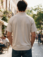 240G Heavyweight Combed Pure Men'S POLO Shirt Easy Retro Washed Loose Lapel Short Sleeve Skin-Friendly Temperament Autumn Summer Daily Commute Casual Top - Apricot